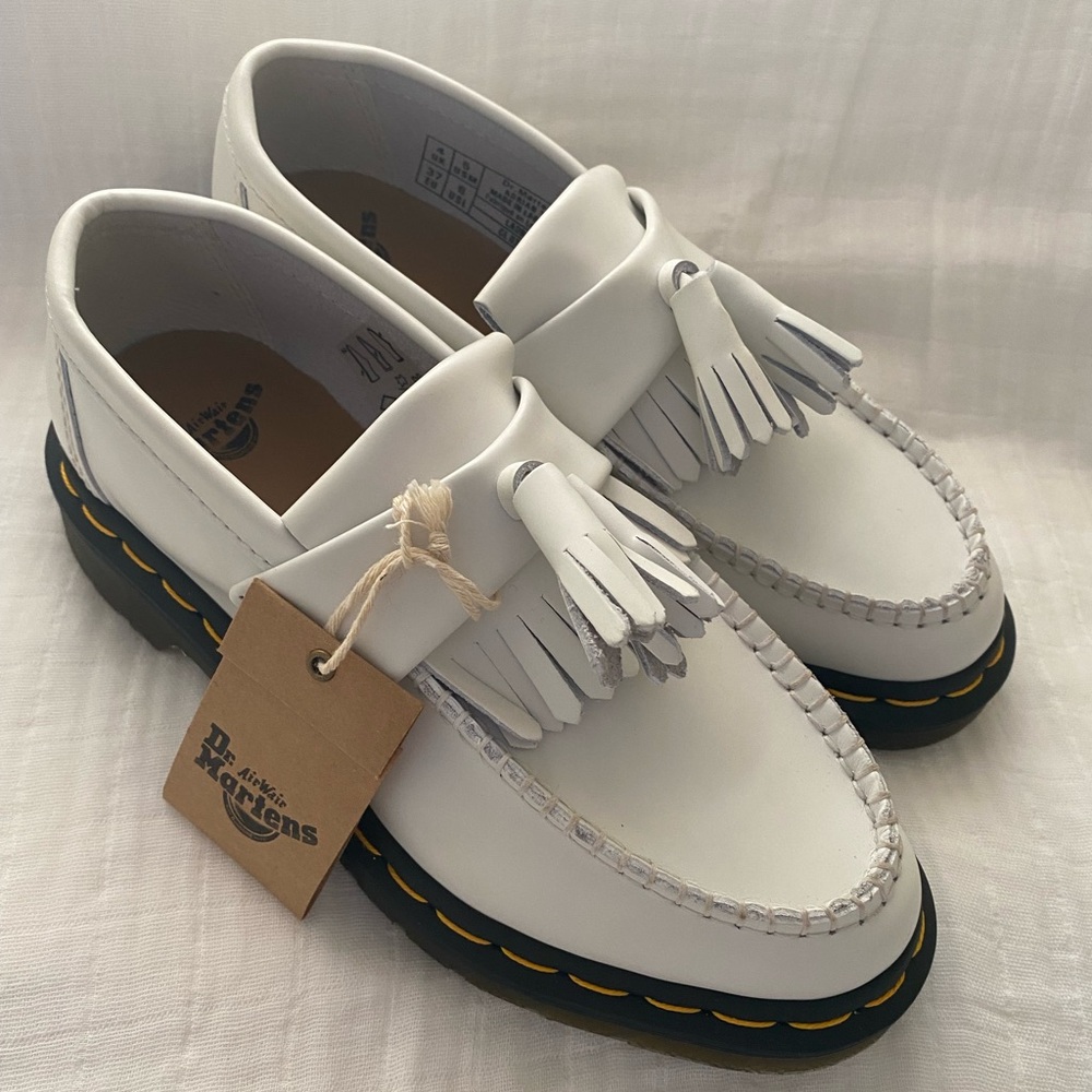 Dr. Martens ADRIAN YELLOW STITCH LEATHER TASSEL LOAFERS ! NWT. Various Sizes - Picture 10 of 13